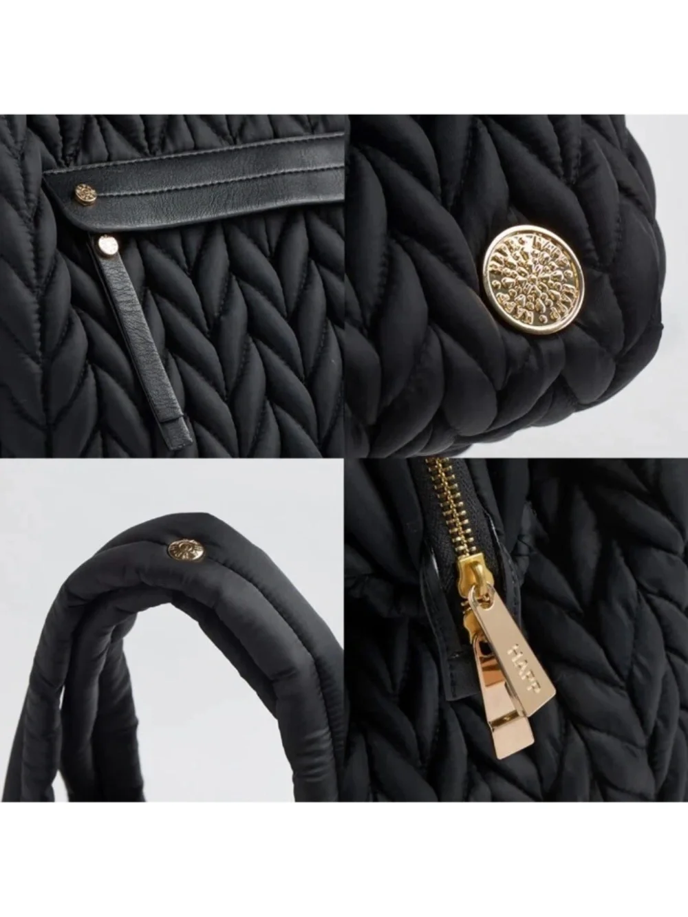 Happ Brand Paige Carryall Diaper Bag - Black Herringbone Quilted